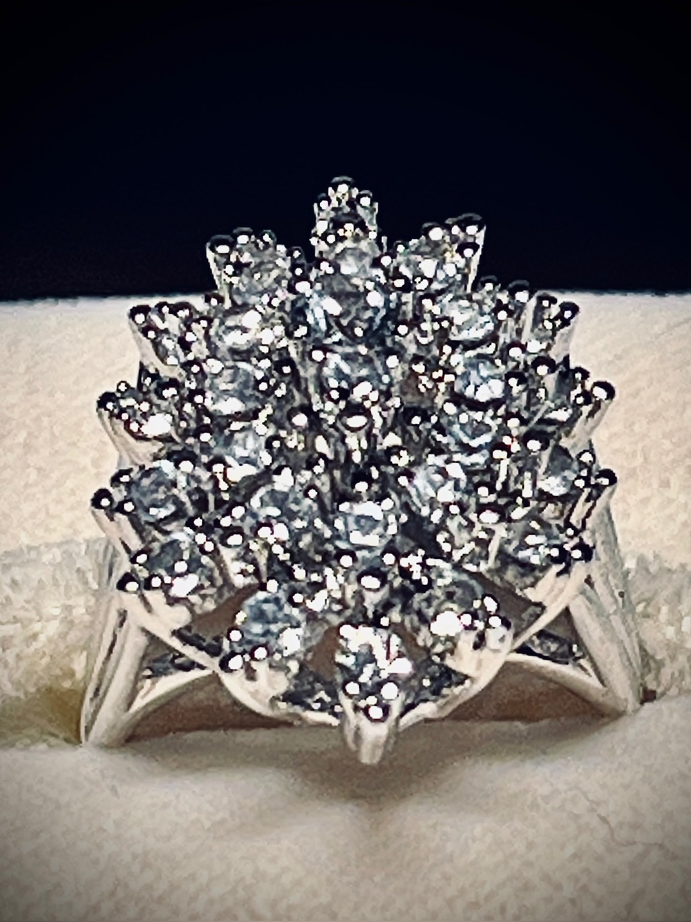 Estate Jewelry | 1940s-50s Heirloom Ring | Sterling Silver CZ Marquee | Size 6.5